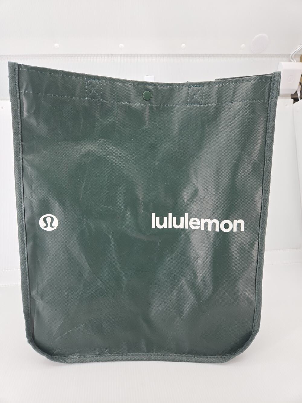Lululemon Large Dark Green Shopping Tote Bag 13.5" x 6" x 16" Logo Reuse